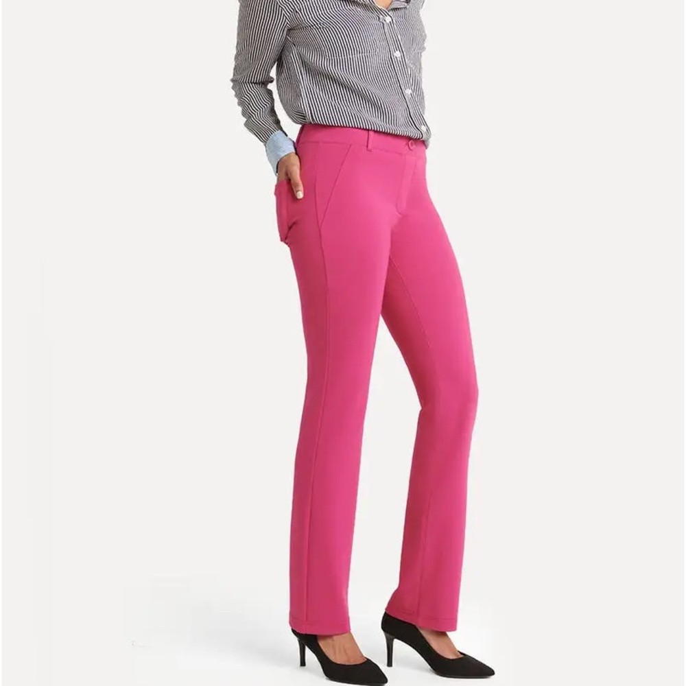 Betabrand Straight Leg Pants Cactus Flower Pink Sz Small